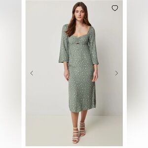 Ardene Floral Sweetheart Midi Dress Small- Green- NWOT